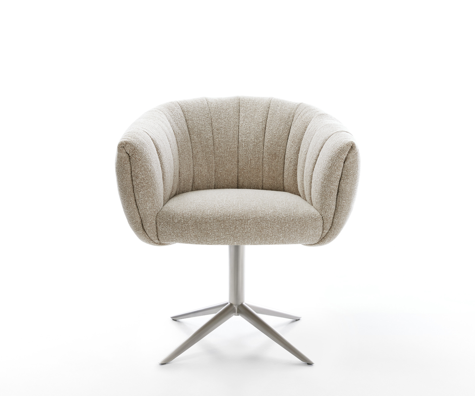 Jedálenská stolička Jada-Flex tkanina mäkká béžová kovová podstava nerezová oceľ 360° otočný hojdacia funkcia vrecková pružina - Image 2