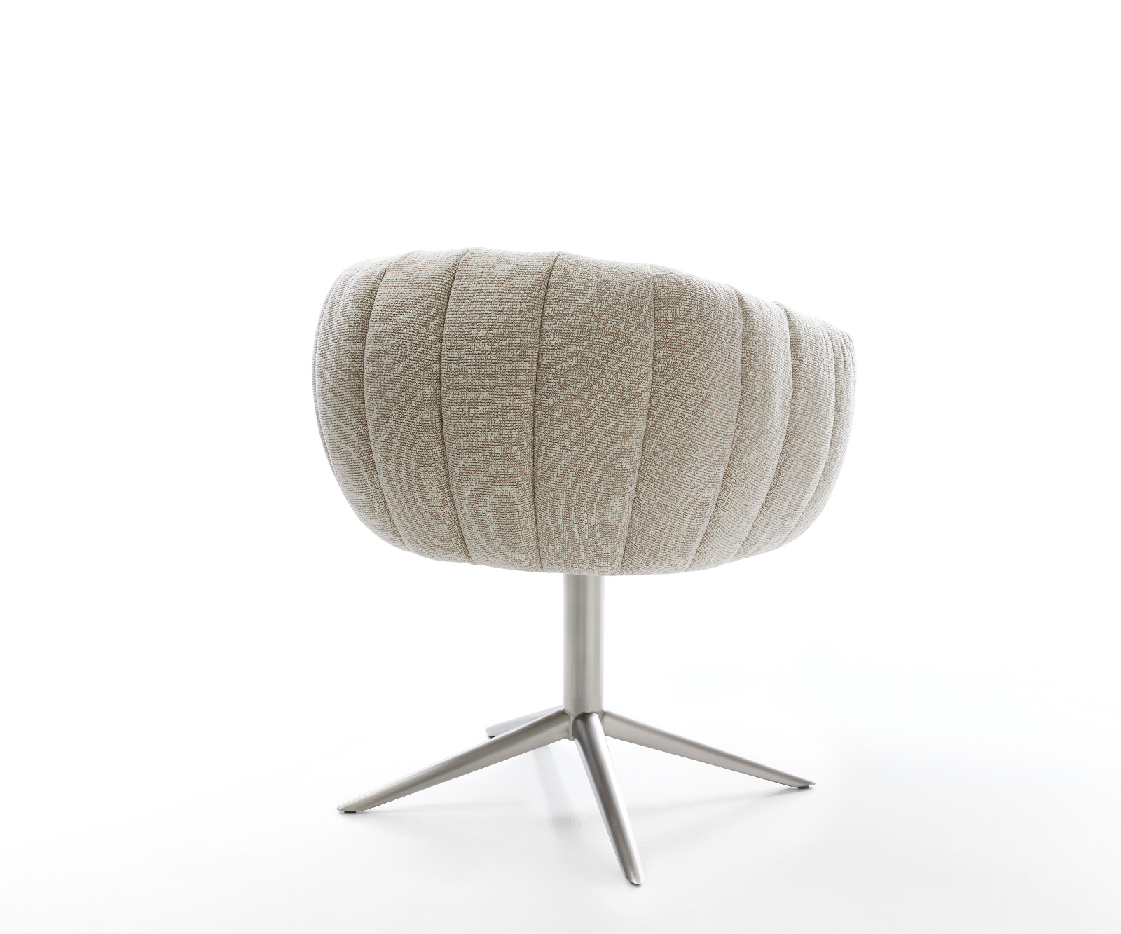 Jedálenská stolička Jada-Flex tkanina mäkká béžová kovová podstava nerezová oceľ 360° otočný hojdacia funkcia vrecková pružina - Image 5