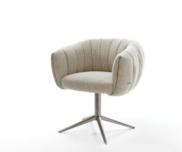 Jedálenská stolička Jada-Flex tkanina mäkká béžová krížová podstava grafitová 360° otočná hojdacia funkcia vrecková pružina