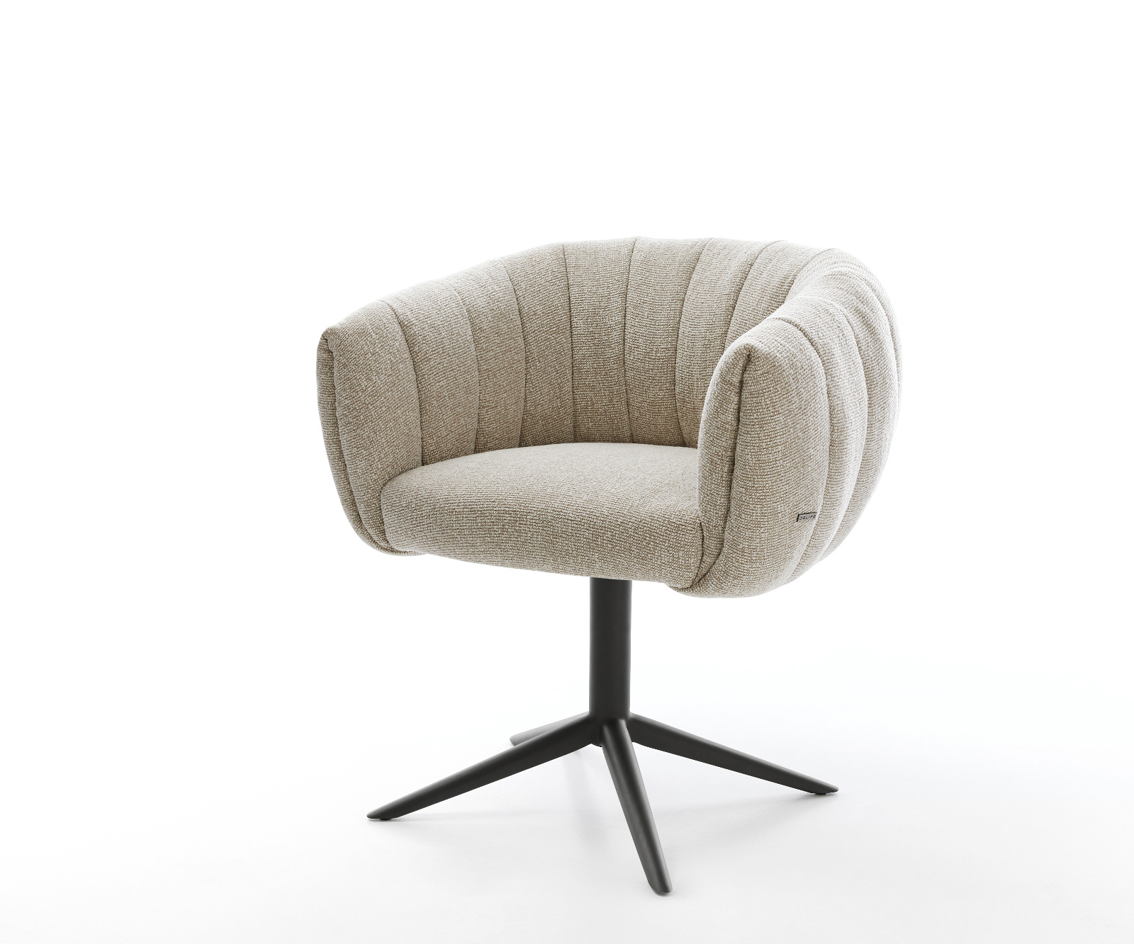 Jedálenská stolička Jada-Flex tkaná látka mäkký béžová čierna krížová podstava 360° otočný hojdacia funkcia vrecková pružina