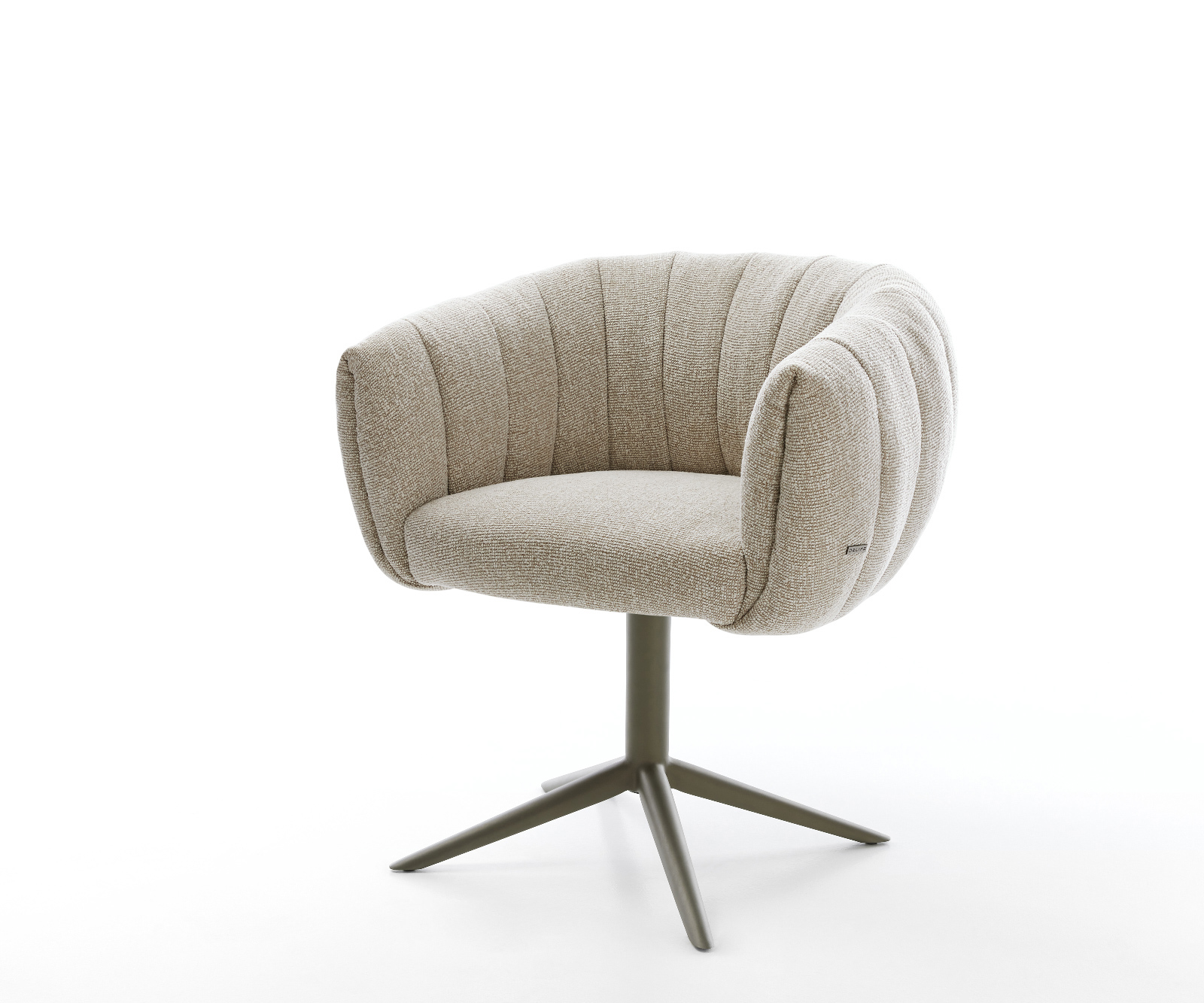 Jedálenská stolička Jada-Flex tkanina mäkký béžová krížová podstava titánová farba 360° otočný hojdacia funkcia vrecková pružina