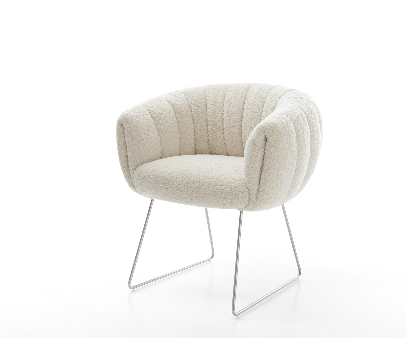 Jedálenská stolička Jada-Flex teddy látka béžová tenká podstava nerezová oceľ vrecková pružina