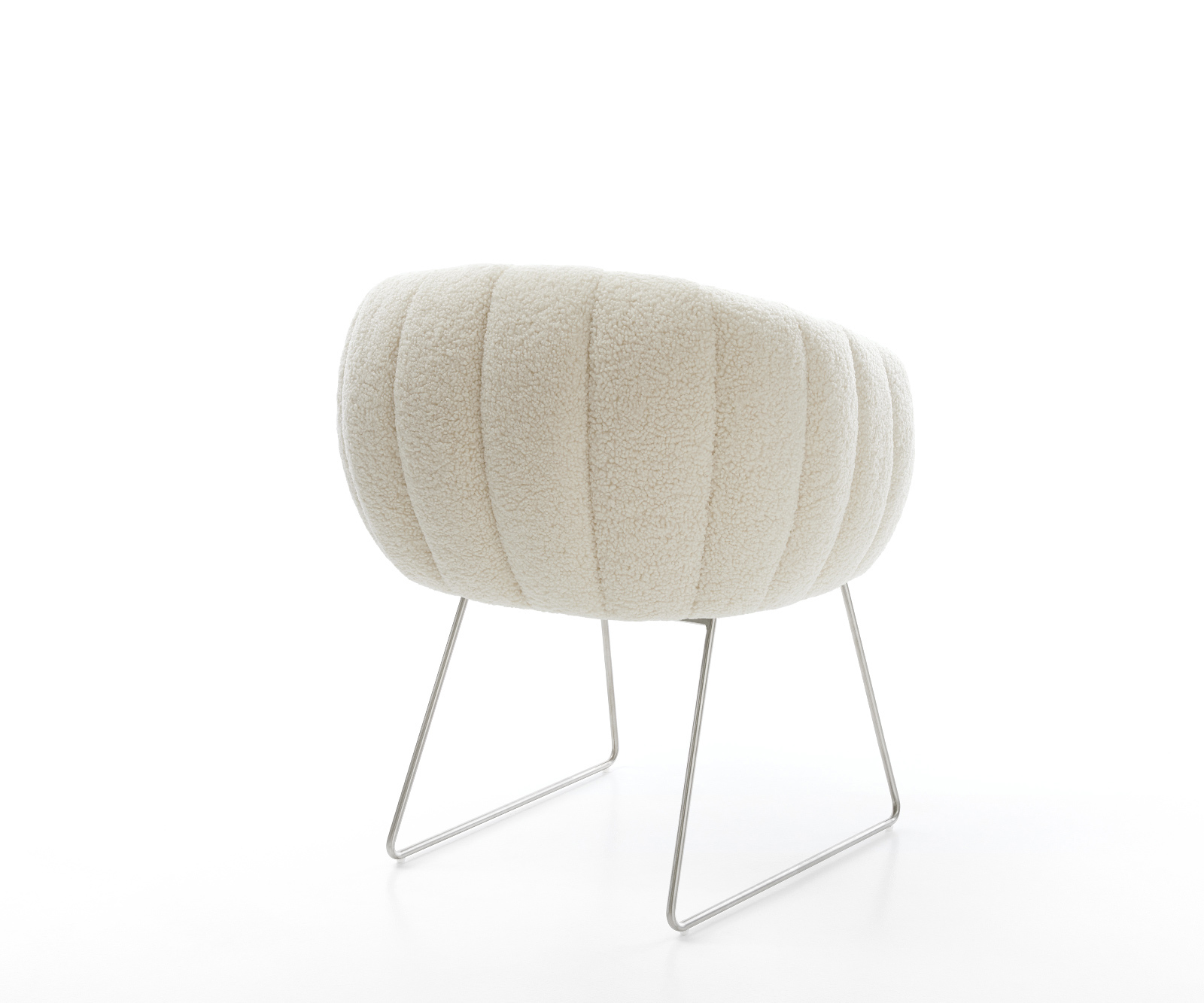 Jedálenská stolička Jada-Flex teddy látka béžová tenká podstava nerezová oceľ vrecková pružina - Image 5