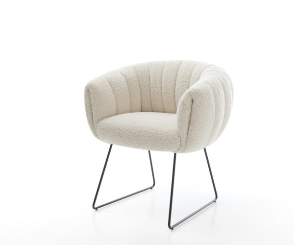 Jedálenská stolička Jada-Flex teddy látka béžová tenká podstava čierna vrecková pružina