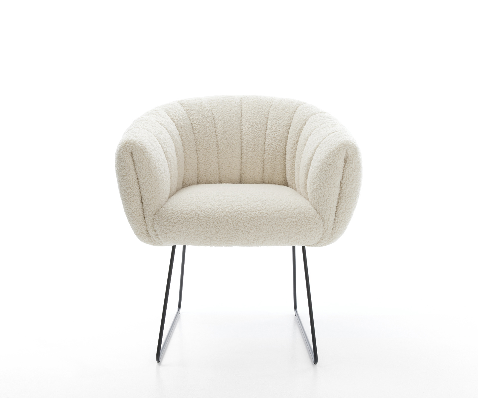 Jedálenská stolička Jada-Flex teddy látka béžová tenká podstava čierna vrecková pružina - Image 2