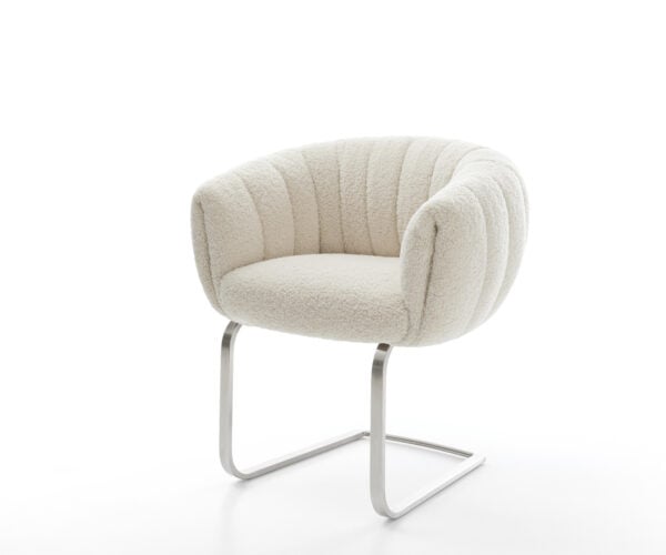 Konzolová jedálenská stolička Jada-Flex teddy látka béžová konzolová jedálenská stolička plochý nerezová oceľ vrecková pružina