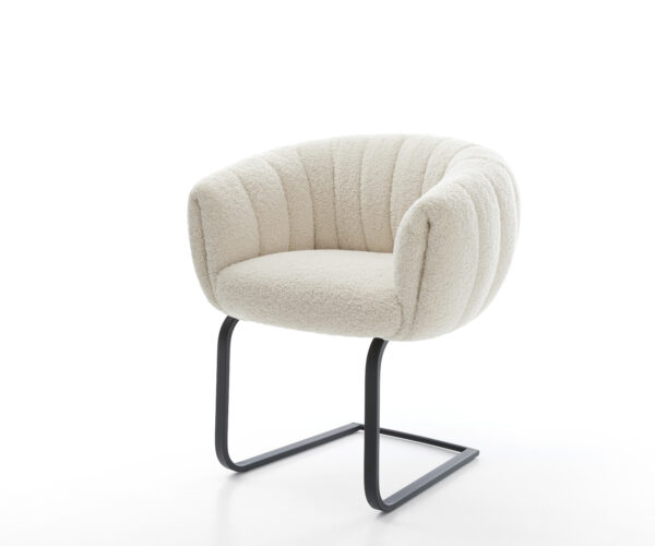 Konzolová jedálenská stolička Jada-Flex teddy látka béžová konzolová jedálenská stolička plochá čierna vrecková pružina