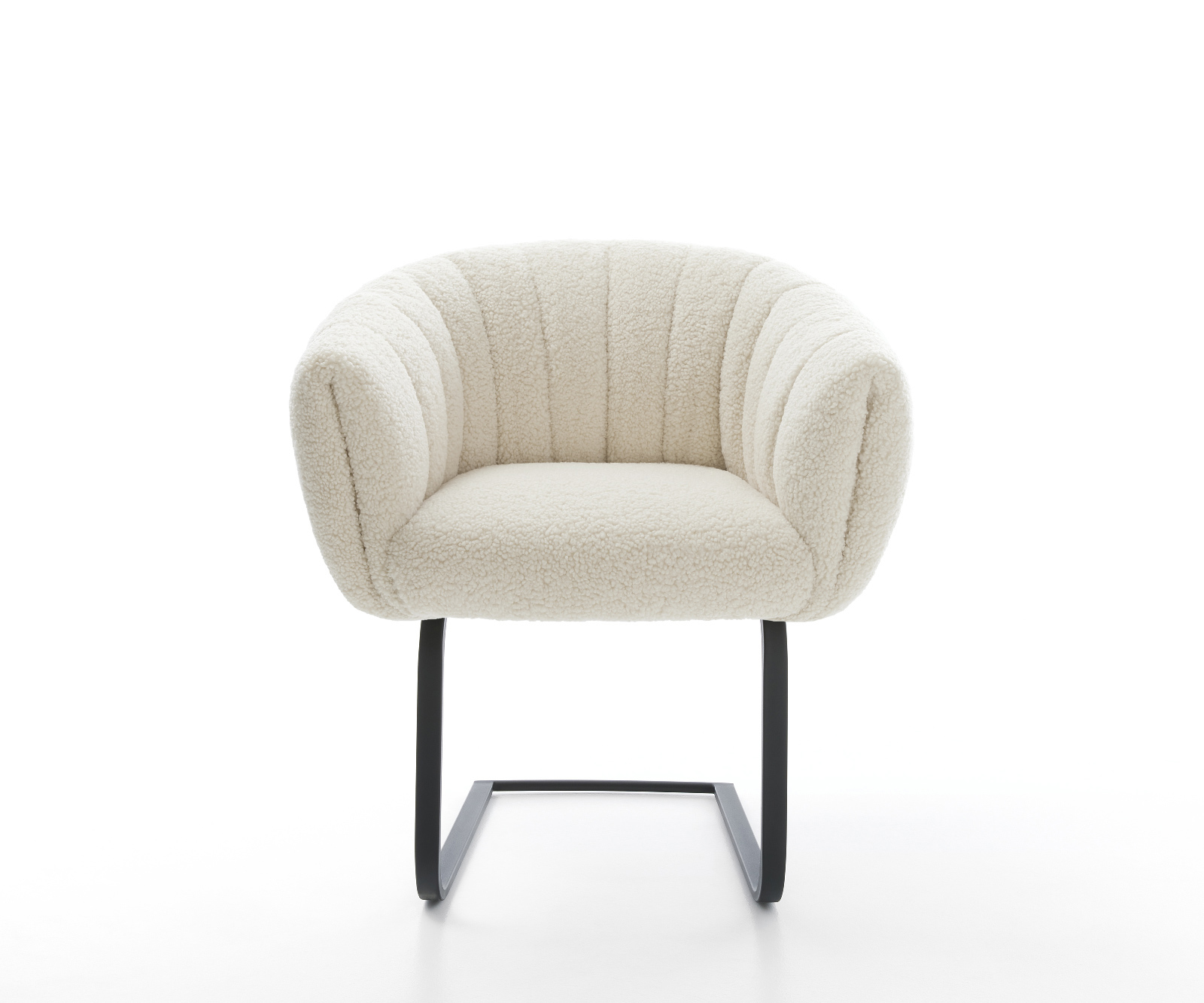 Konzolová jedálenská stolička Jada-Flex teddy látka béžová konzolová jedálenská stolička plochá čierna vrecková pružina - Image 2