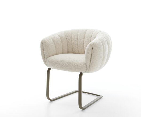 Konzolová jedálenská stolička Jada-Flex teddy látka béžová konzolová jedálenská stolička plochý titánová farba vrecková pružina