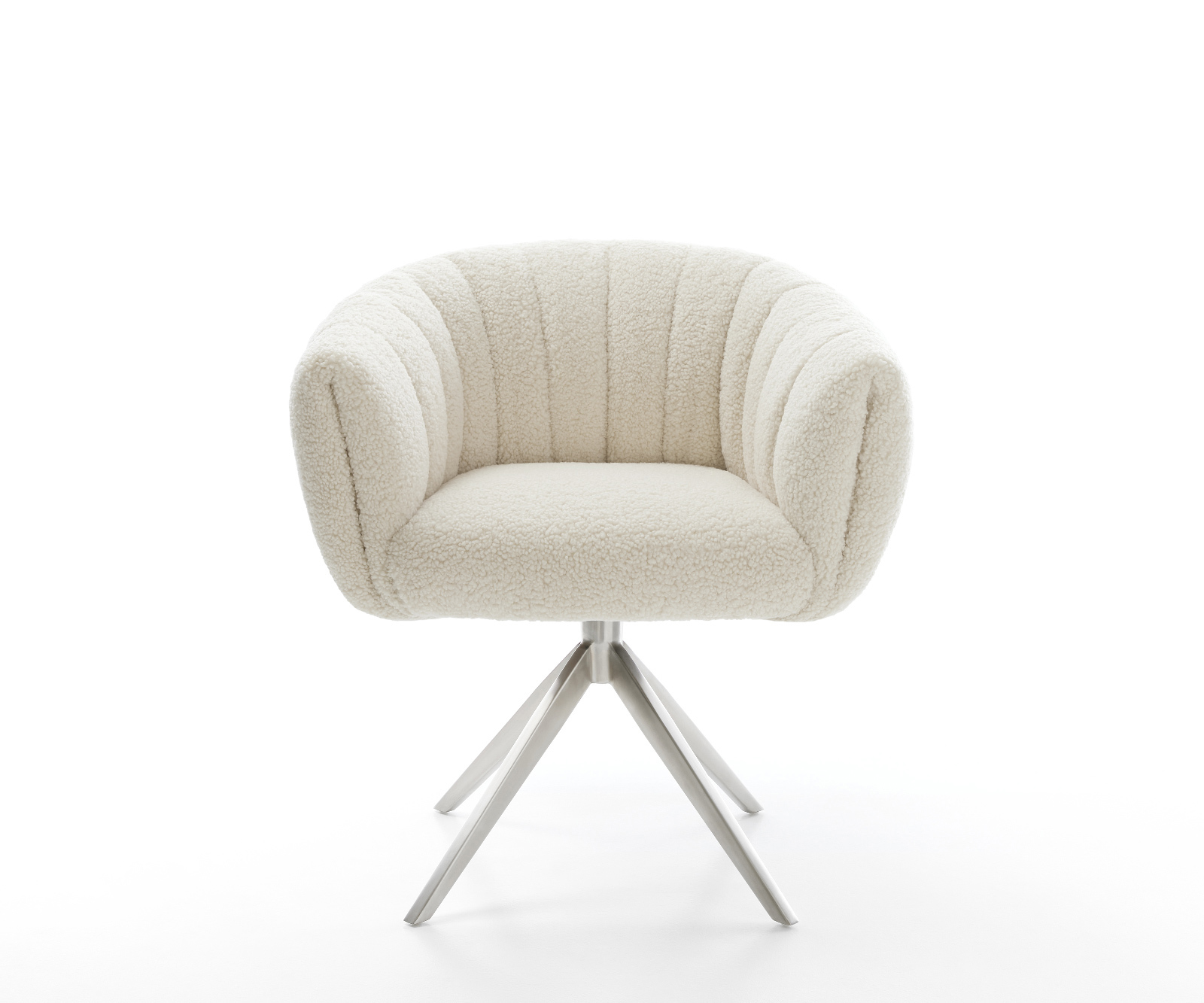 Jedálenská stolička Jada-Flex teddy látka béžová krížová podstava široká nerezová oceľ 360° otočná hojdacia funkcia vrecková pružina - Image 2