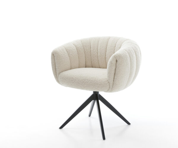 Jedálenská stolička Jada-Flex teddy látka béžová krížová podstava široká čierna 360° otočná hojdacia funkcia vrecková pružina