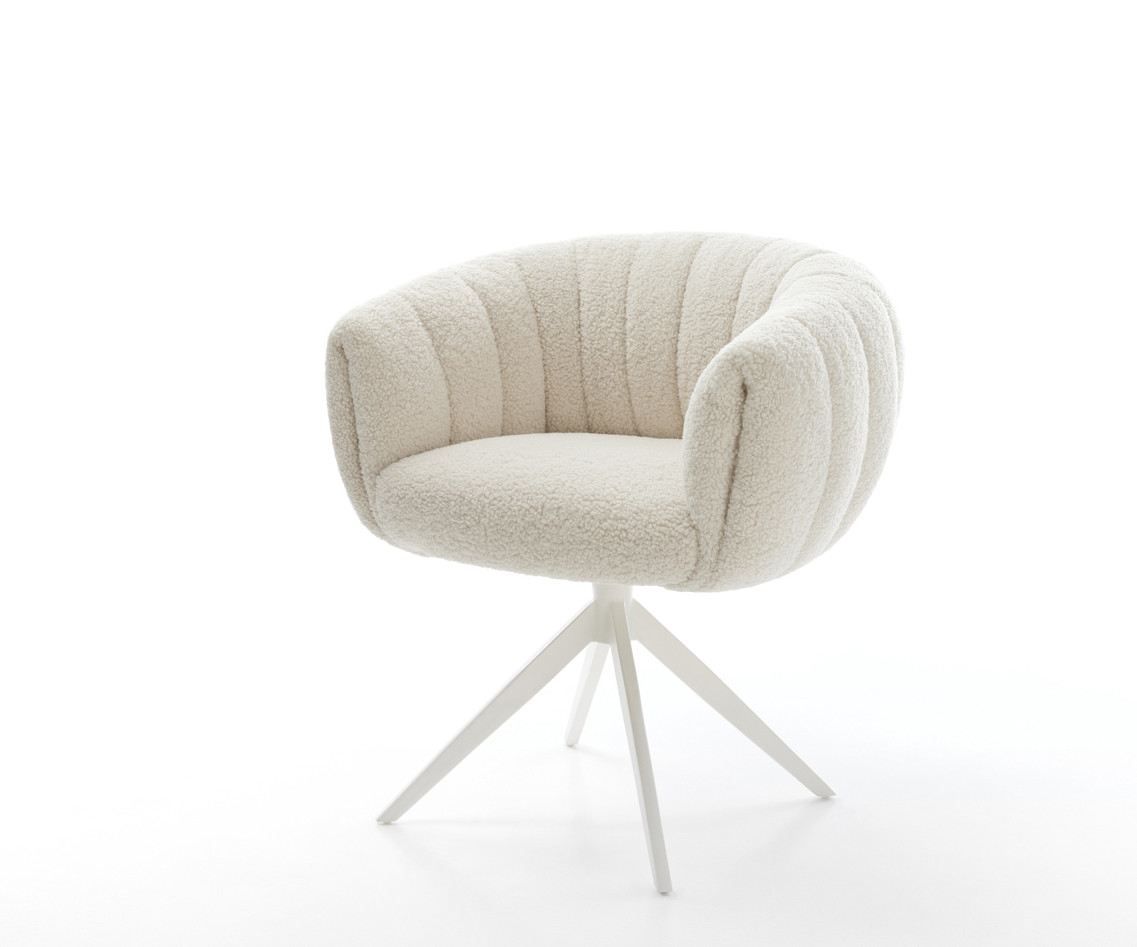 Jedálenská stolička Jada-Flex teddy látka béžová krížová podstava široká biela 360° otočná hojdacia funkcia vrecková pružina