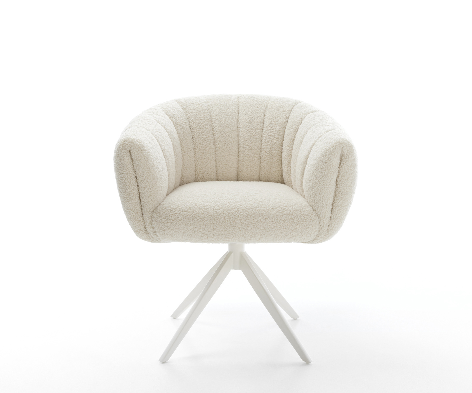 Jedálenská stolička Jada-Flex teddy látka béžová krížová podstava široká biela 360° otočná hojdacia funkcia vrecková pružina - Image 2