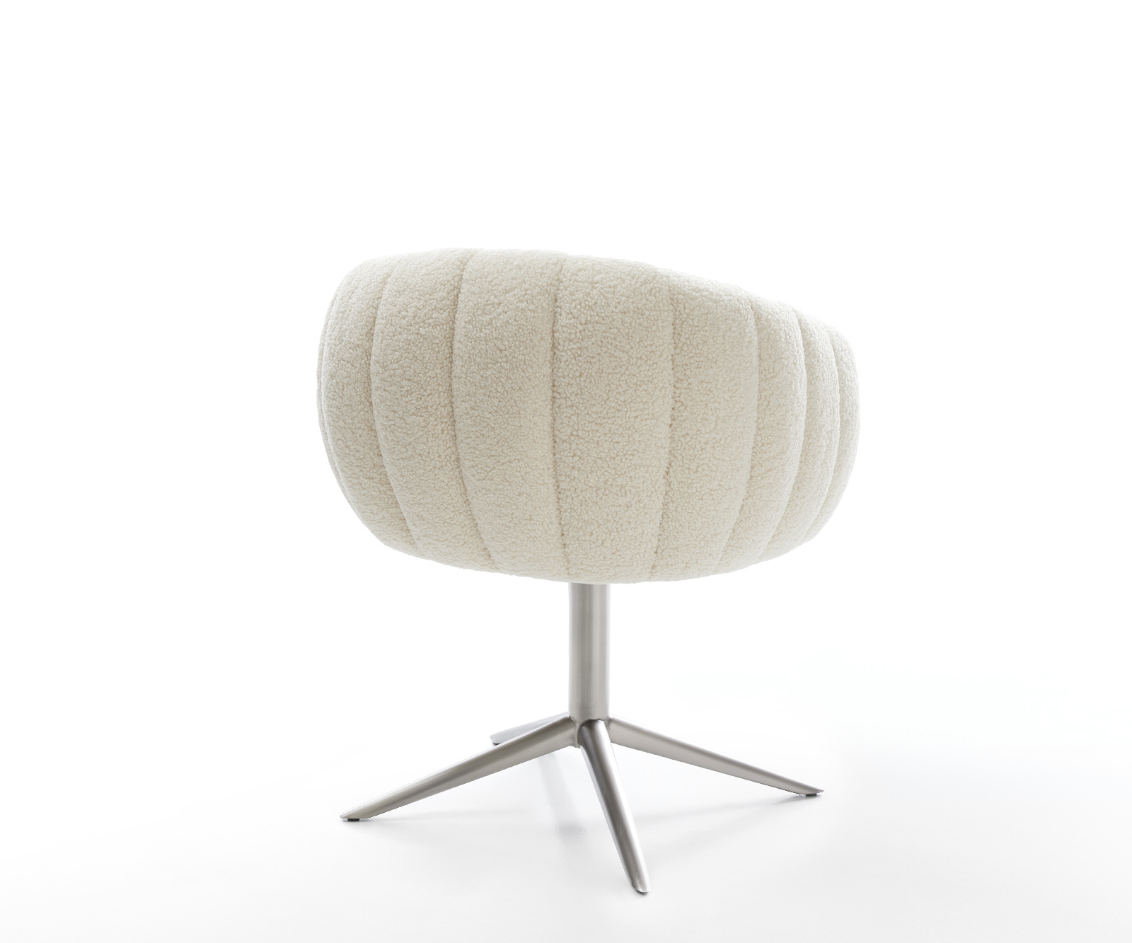 Jedálenská stolička Jada-Flex teddy látka béžová krížová podstava nerezová oceľ 360° otočný hojdacia funkcia vrecková pružina - Image 5