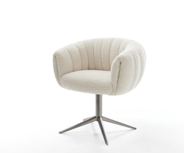 Jedálenská stolička Jada-Flex teddy látka béžová krížová podstava grafitová 360° otočná hojdacia funkcia vrecková pružina