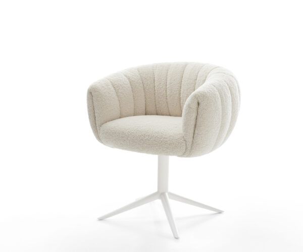 Jedálenská stolička Jada-Flex teddy látka béžová krížová podstava biela 360° otočný hojdacia funkcia vrecková pružina