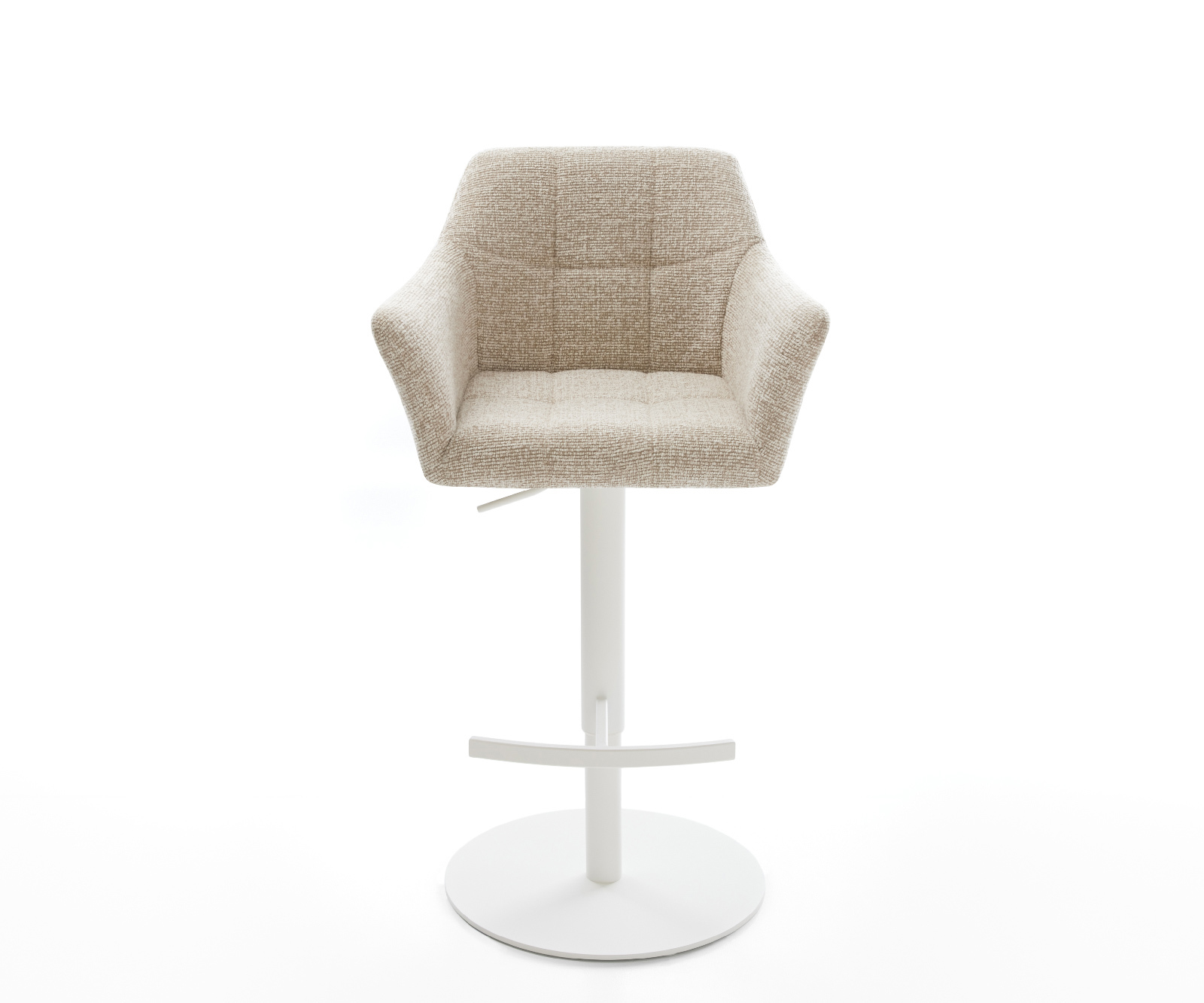 Barová stolička Yulo-Flex tkanina mäkký béžová otočná podstava výškovo nastaviteľná kov biela - Image 2