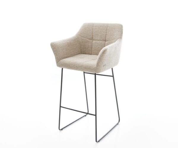 Barová stolička Yulo-Flex tkanina mäkký béžová tenká podstava kov čierna