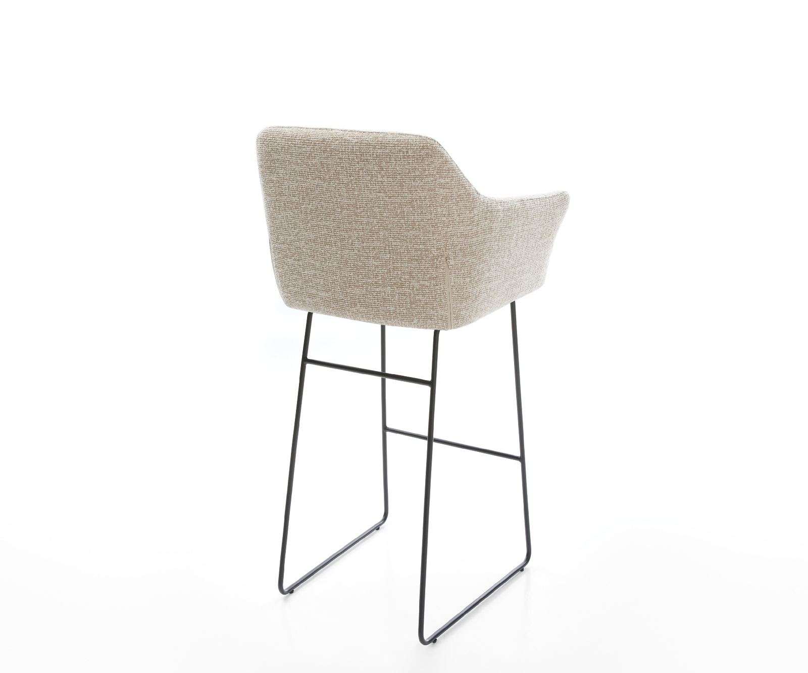 Barová stolička Yulo-Flex tkanina mäkký béžová tenká podstava kov čierna - Image 5