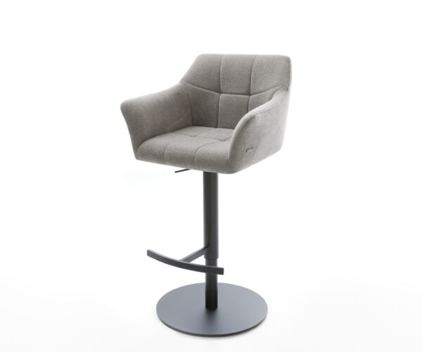 Barová stolička Yulo-Flex texturovaná látka mäkký otočná podstava výškovo nastaviteľná kov čierna