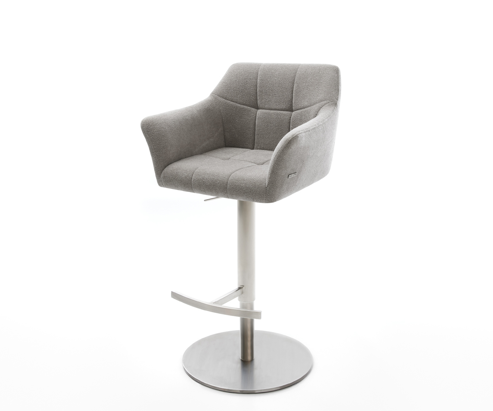 Barová stolička Yulo-Flex texturovaná látka mäkký otočná podstava výškovo nastaviteľná nerezová oceľ striebornošedá