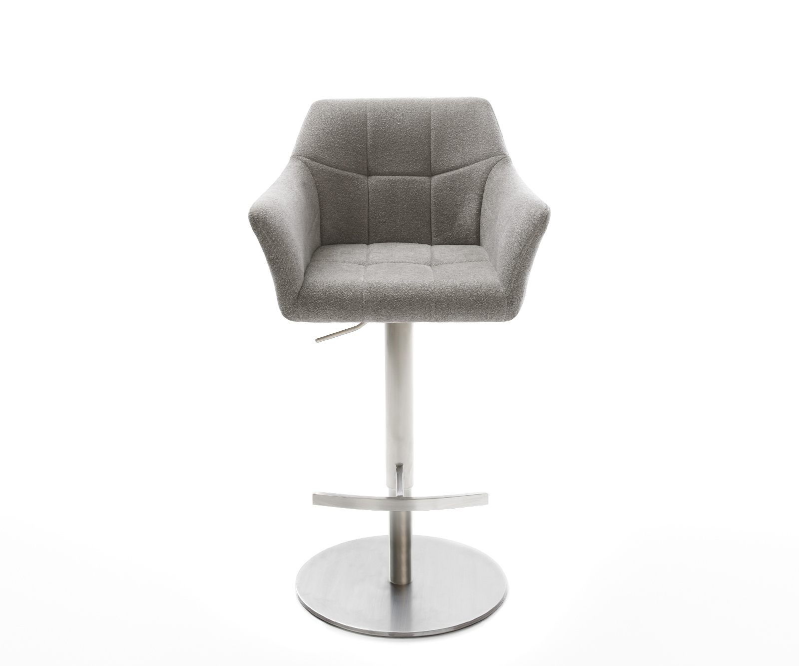 Barová stolička Yulo-Flex texturovaná látka mäkký otočná podstava výškovo nastaviteľná nerezová oceľ striebornošedá - Image 2