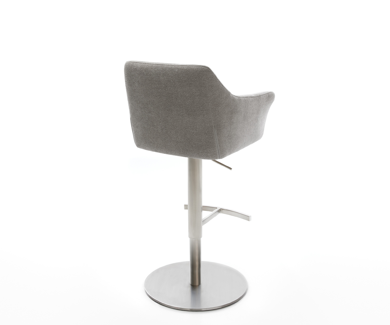 Barová stolička Yulo-Flex texturovaná látka mäkký otočná podstava výškovo nastaviteľná nerezová oceľ striebornošedá - Image 5