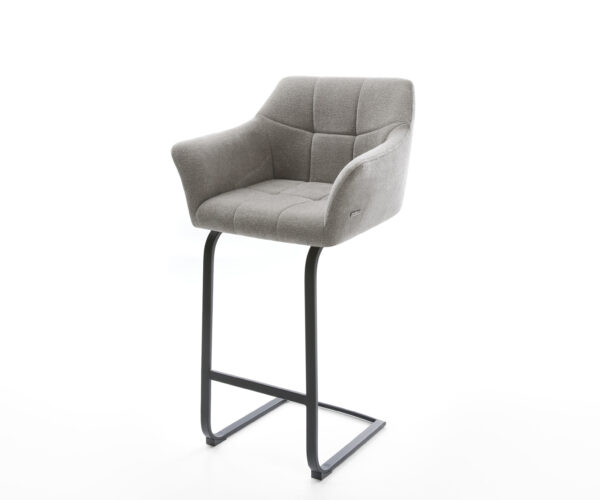 Barová stolička Yulo-Flex texturovaná látka mäkká sivá konzolová podstava plochý kov čierna