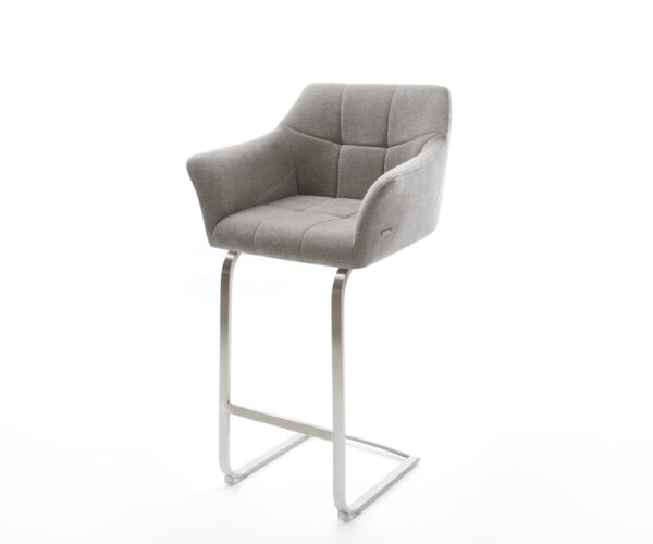 Barová stolička Yulo-Flex texturovaná látka mäkký konzolová podstava plochá nerezová oceľ strieborná