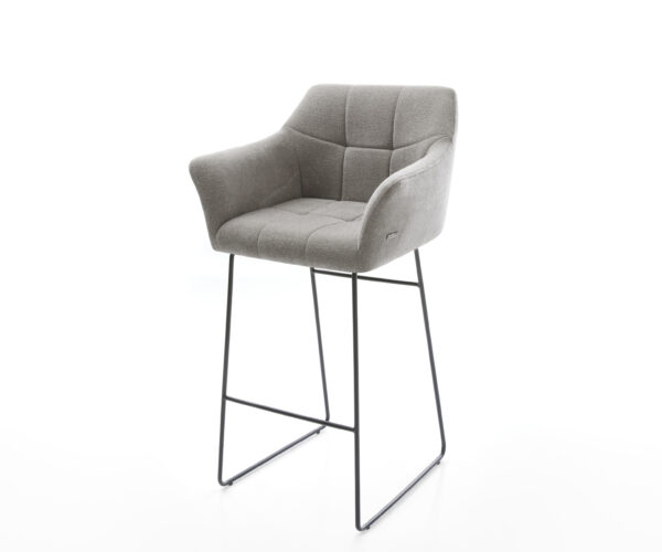 Barová stolička Yulo-Flex texturovaná látka mäkký sivá tenká podstava kov čierna