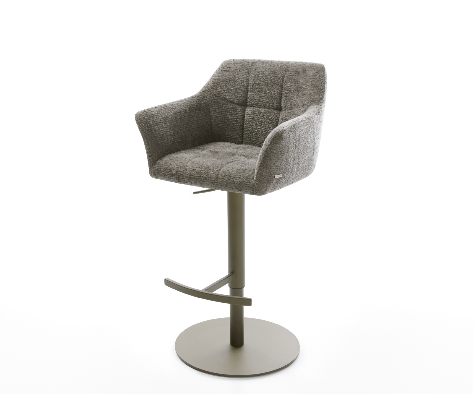 Barová stolička Yulo-Flex bouclé mäkký tmavobéžová otočná podstava výškovo nastaviteľná kov titánová farba