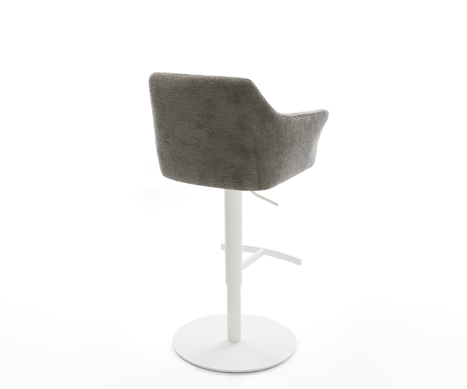 Barová stolička Yulo-Flex bouclé mäkký tmavobéžová otočná podstava výškovo nastaviteľná kov biela - Image 5