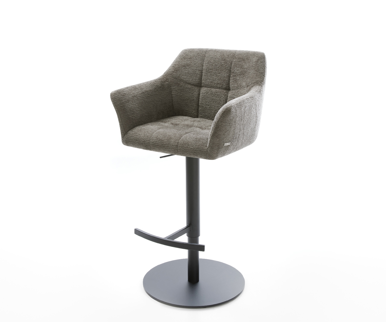 Barová stolička Yulo-Flex bouclé mäkký tmavobéžová otočná podstava výškovo nastaviteľná kov čierna