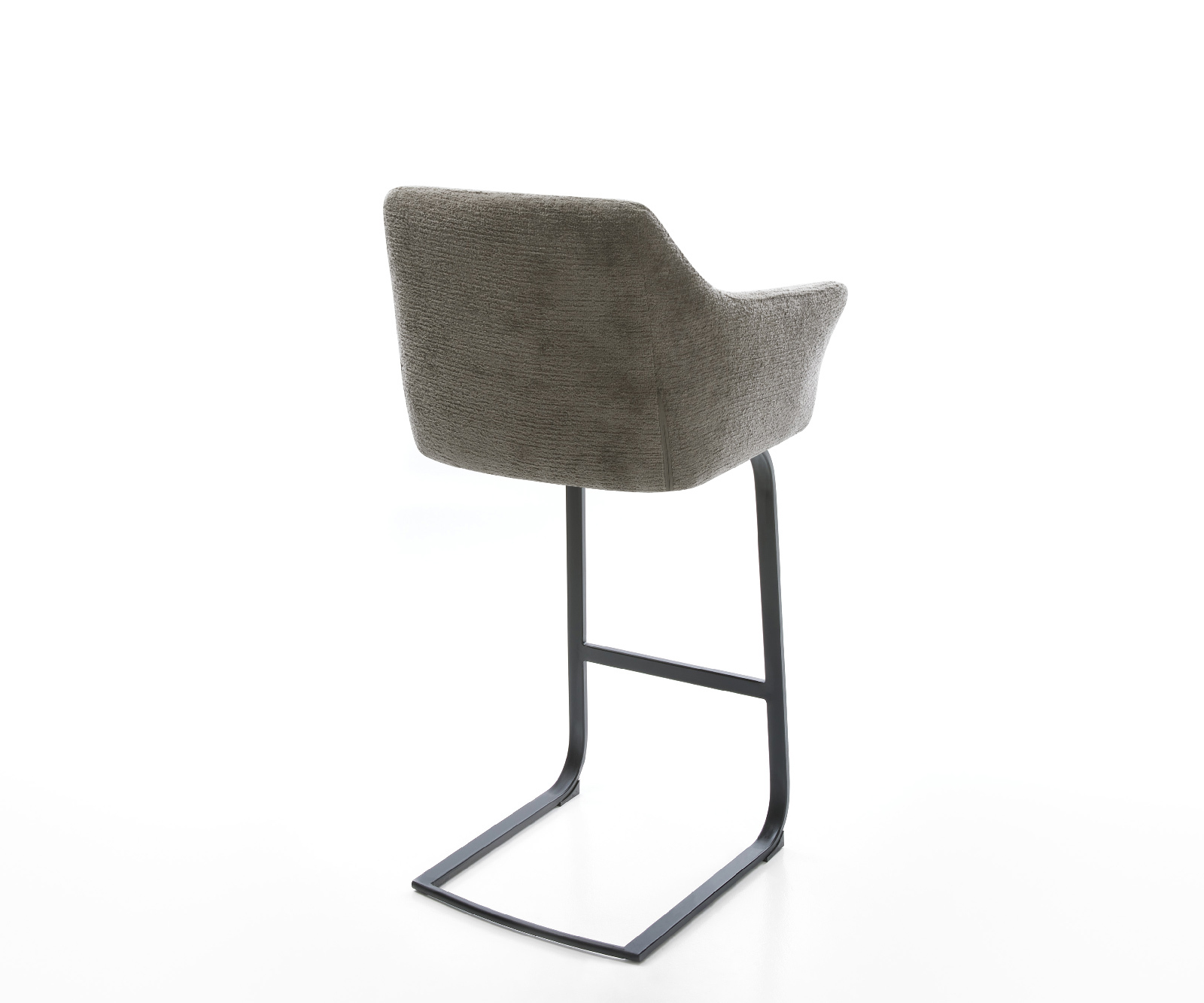 Barová stolička Yulo-Flex bouclé mäkký tmavobéžová konzolová podstava plochý kov čierna - Image 5