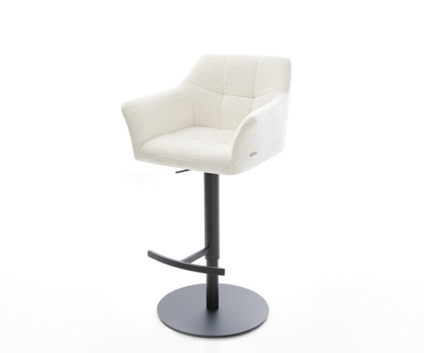 Barová stolička Yulo-Flex bouclé mäkký béžová otočná podstava výškovo nastaviteľná kov čierna