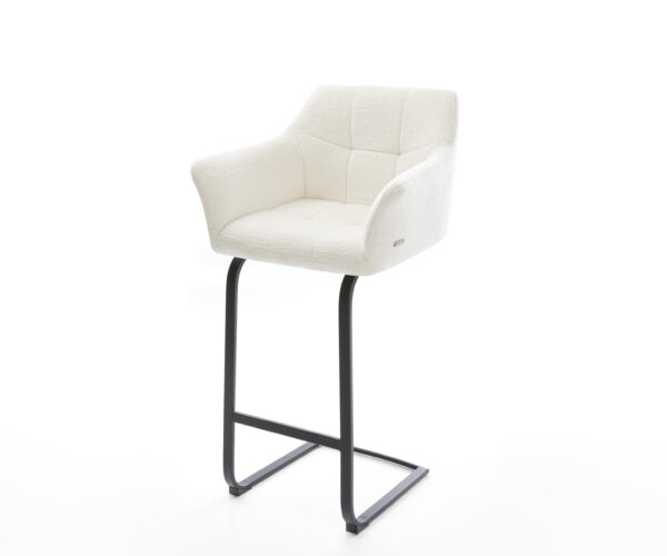 Barová stolička Yulo-Flex bouclé mäkký béžová konzolová podstava plochý kov čierna