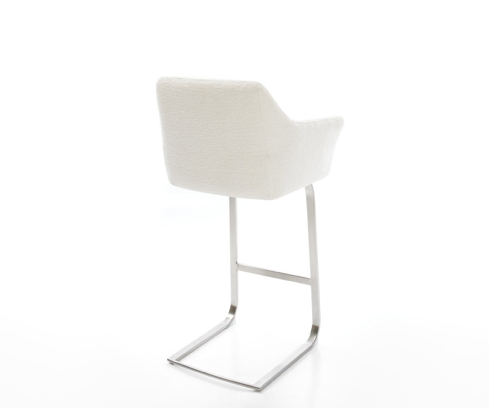 Barová stolička Yulo-Flex bouclé mäkký béžová konzolová podstava plochá nerezová oceľ strieborná - Image 5