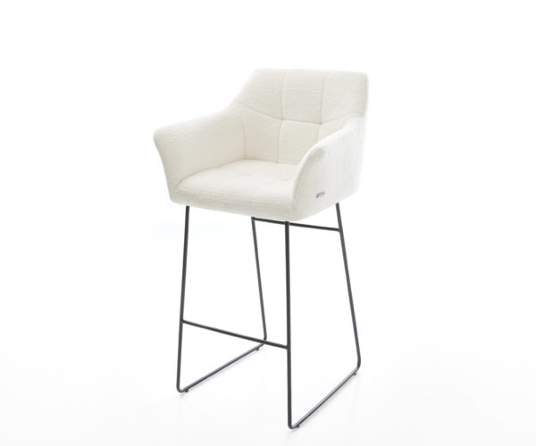 Barová stolička Yulo-Flex bouclé mäkký béžová tenká podstava kov čierna