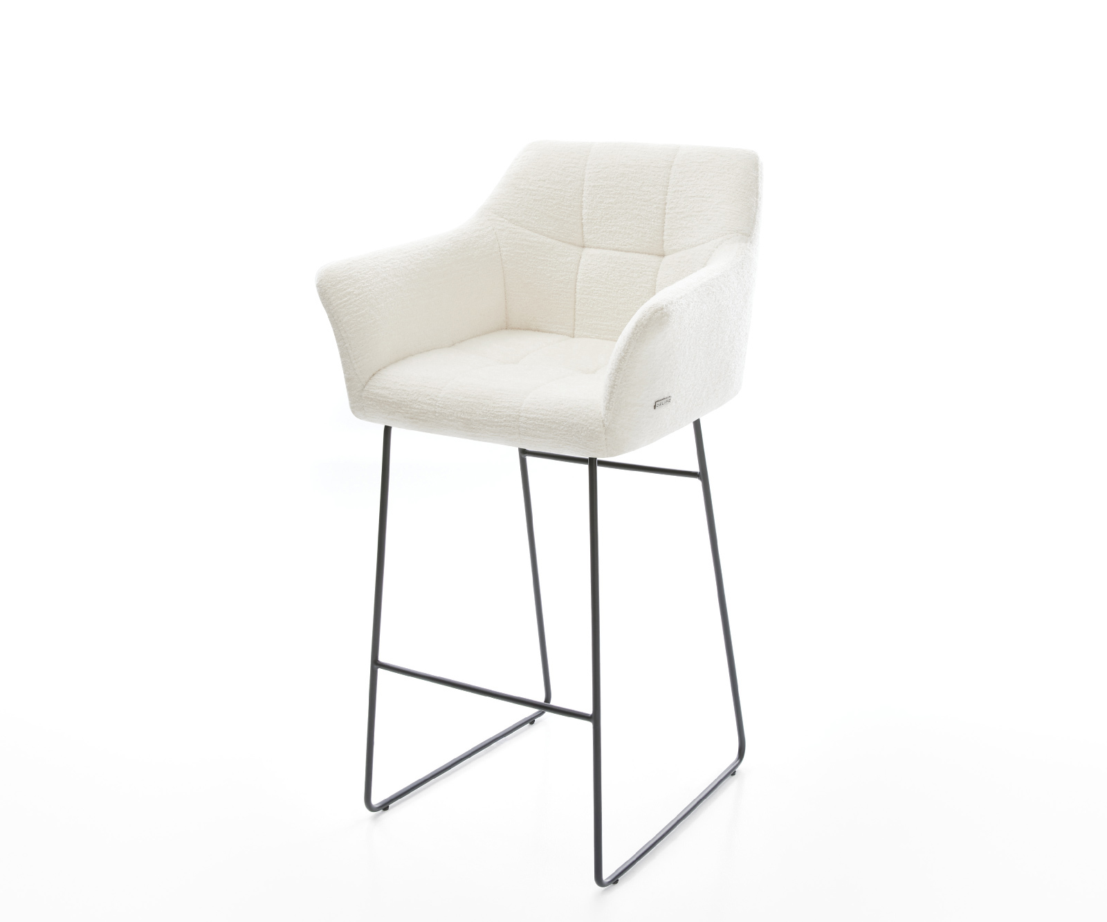 Barová stolička Yulo-Flex bouclé mäkký béžová tenká podstava kov čierna