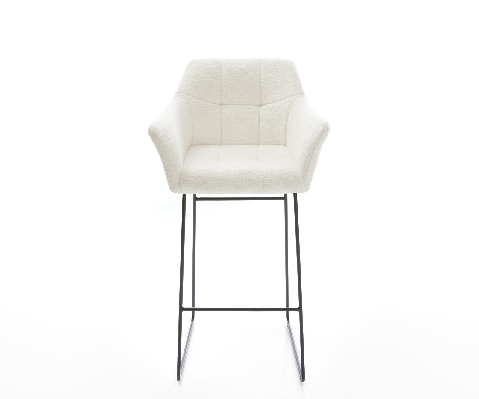 Barová stolička Yulo-Flex bouclé mäkký béžová tenká podstava kov čierna - Image 2