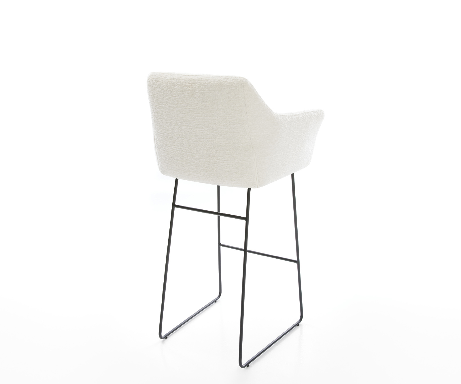 Barová stolička Yulo-Flex bouclé mäkký béžová tenká podstava kov čierna - Image 5