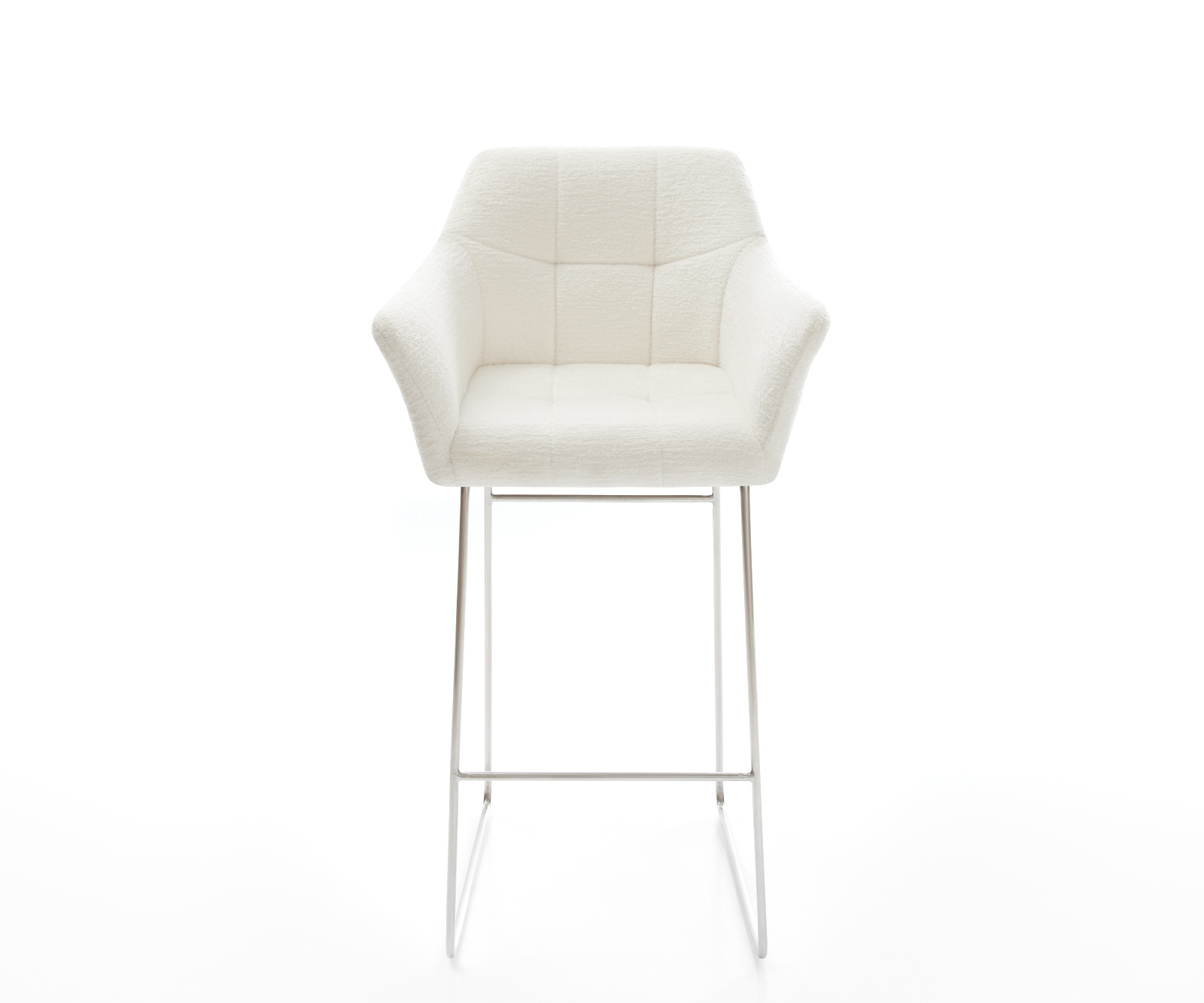 Barová stolička Yulo-Flex bouclé mäkký béžová tenká podstava nerezová oceľ strieborno-šedá - Image 2