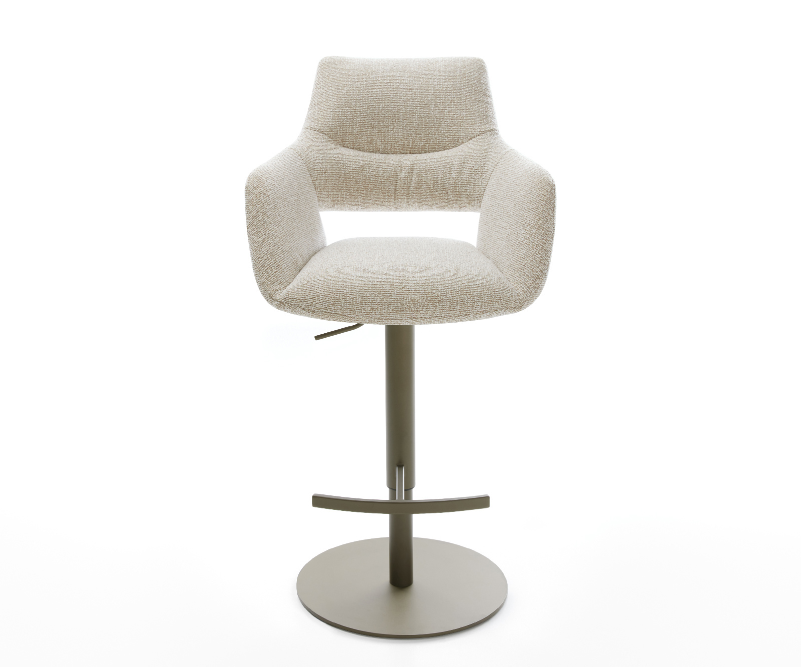 Barová stolička Yago-Flex tkanina mäkká béžová otočná podstava výškovo nastaviteľná kov titánová vrecková pružina - Image 2