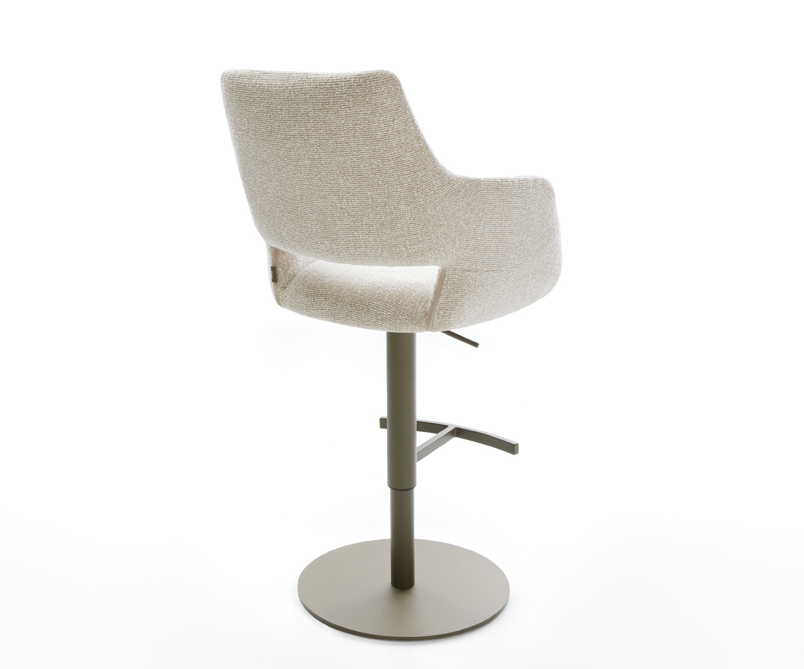Barová stolička Yago-Flex tkanina mäkká béžová otočná podstava výškovo nastaviteľná kov titánová vrecková pružina - Image 5