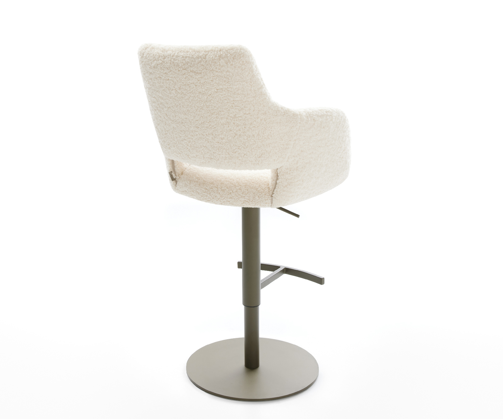 Barová stolička Yago-Flex teddy látka béžová otočná podstava výškovo nastaviteľná kov titánová vrecková pružina - Image 5