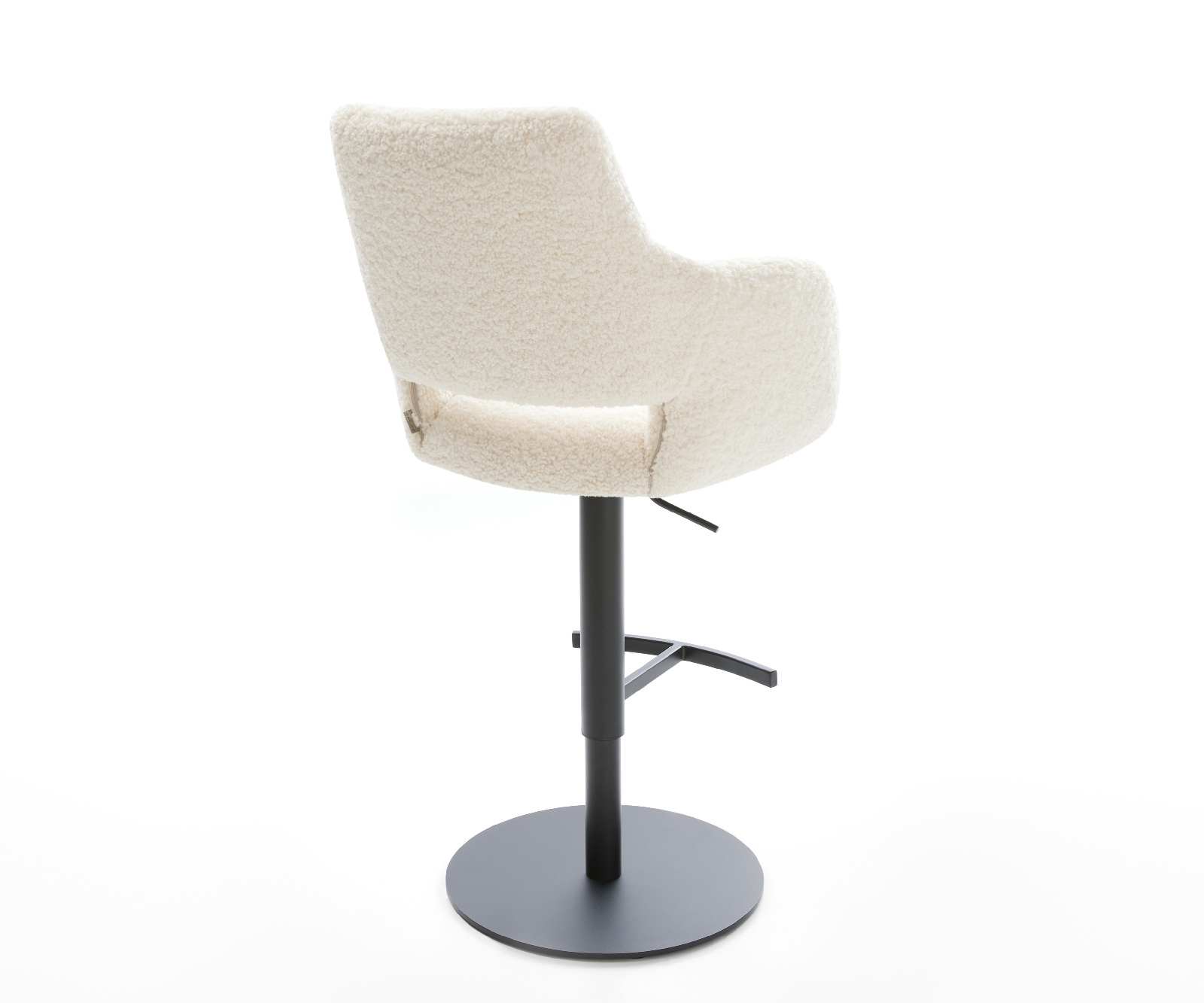 Barová stolička Yago-Flex teddy látka béžová otočná podstava výškovo nastaviteľná kov čierna vrecková pružina - Image 5
