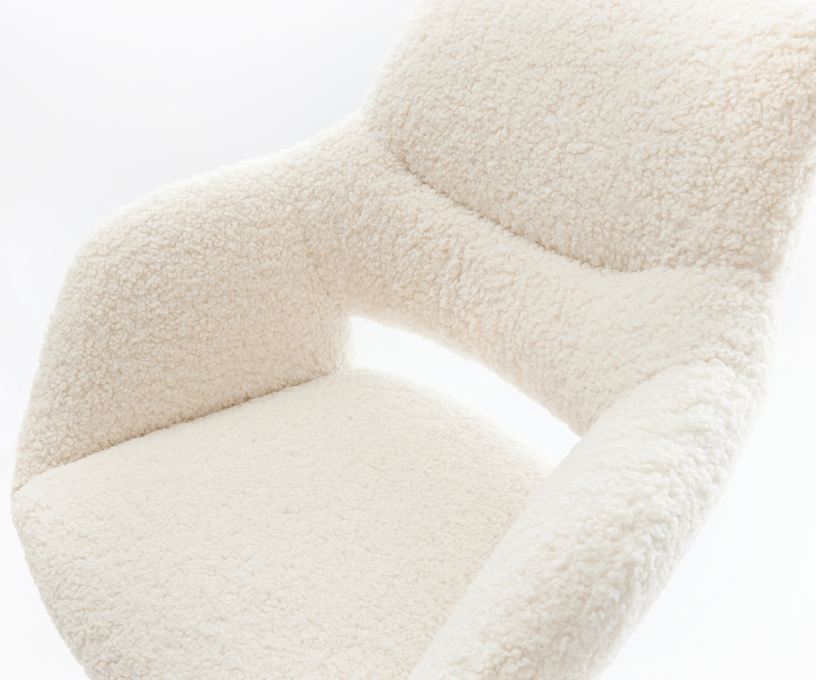 Barová stolička Yago-Flex teddy látka béžová otočná podstava výškovo nastaviteľná nerezová oceľ strieborno sivá vrecková pružina - Image 4