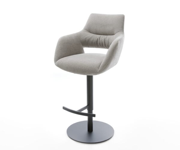 Barová stolička Yago-Flex texturovaná látka mäkký otočná podstava výškovo nastaviteľná kov čierna vrecková pružina