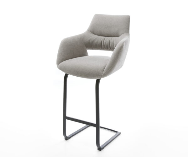 Barová stolička Yago-Flex texturovaná látka mäkký konzolová podstava plochý kov čierna vrecková pružina