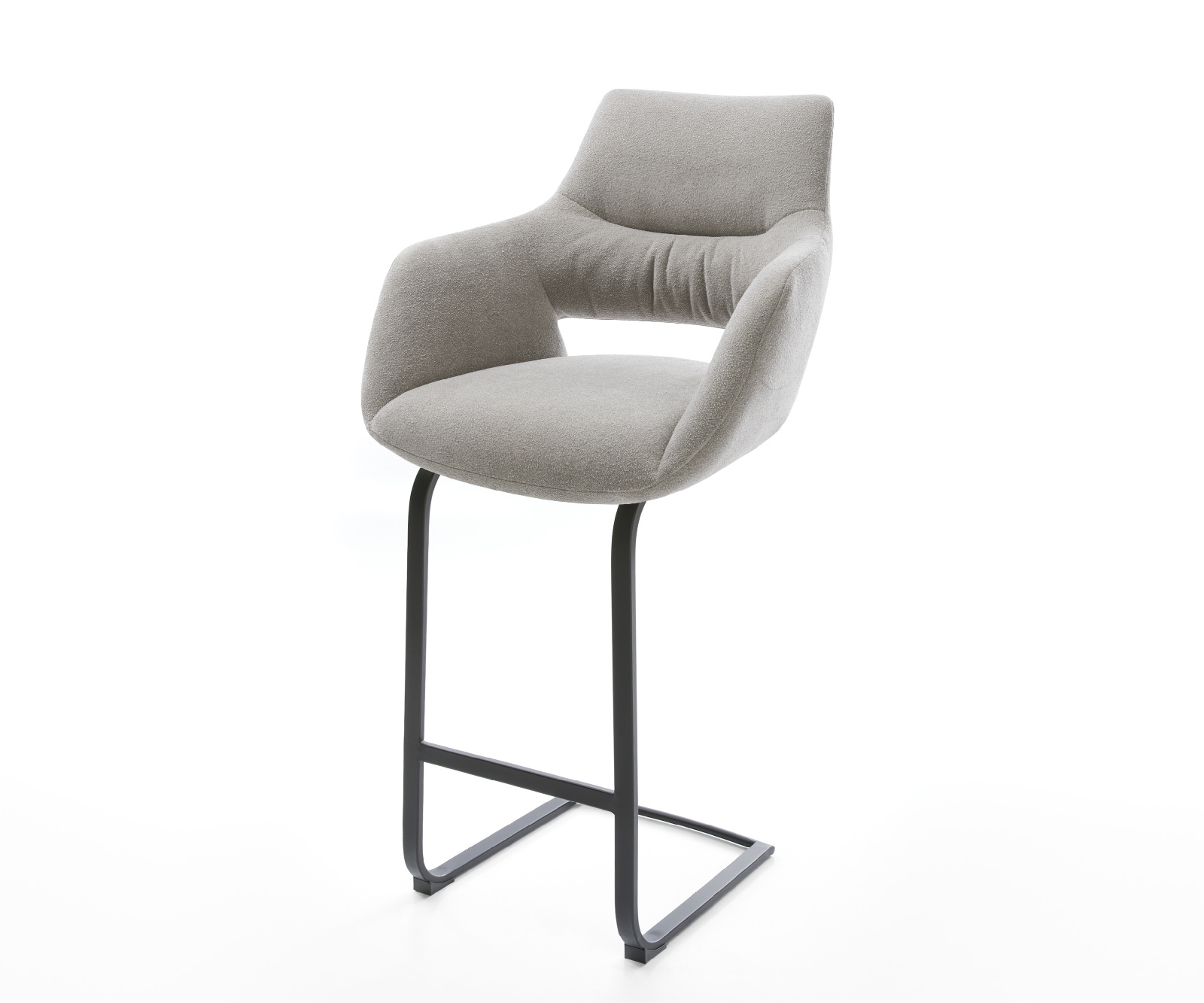 Barová stolička Yago-Flex texturovaná látka mäkký konzolová podstava plochý kov čierna vrecková pružina